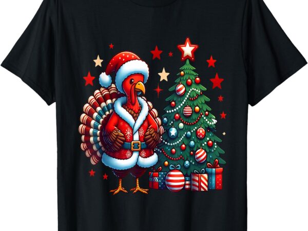 Funny santa turkey christmas thanksgiving holiday t-shirt