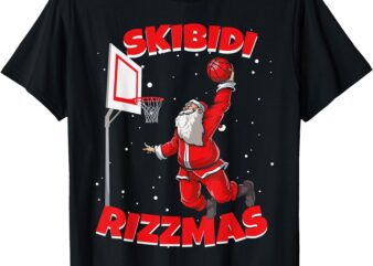 Funny Skibidi Rizzmas Christmas Rizz Santa Claus Basketball T-Shirt