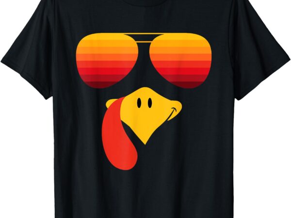 Funny thanksgiving turkey face with sunglasses for boys men t-shirt