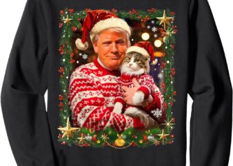 Funny Trump Christmas Sweater for Cat Lovers Ugly Xmas Sweatshirt