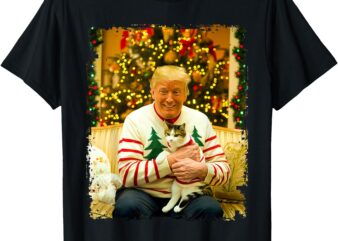 Funny Trump Christmas Sweater for Cat Lovers Xmas Pajamas T-Shirt