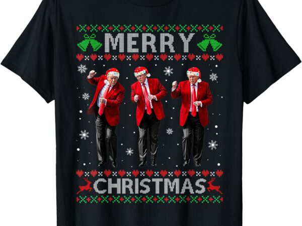 Funny trump dance merry christmas ugly xmas sweater pajamas t-shirt