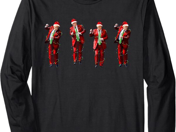 Funny trump dance santa claus christmas light xmas holiday long sleeve t-shirt