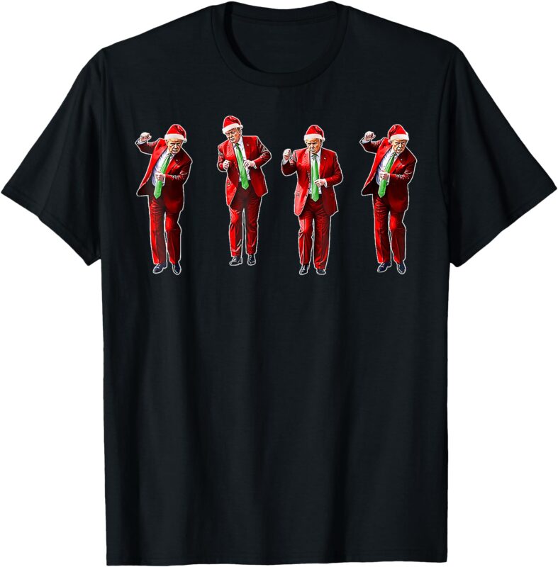 Funny Trump Dance Santa Hat Christmas Xmas Pajamas Holiday T-Shirt