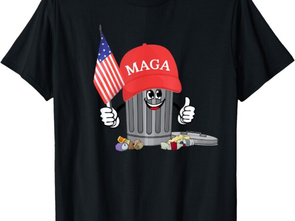 Funny trump maga garbage can cartoon character american flag t-shirt