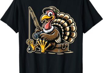 Funny Turkey Fishing Thanksgiving Fisherman Humor T-Shirt