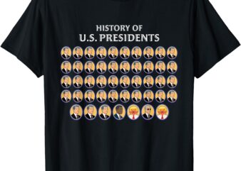 Funny US Presidents History 1 t0 47 Trump Clown Caricature T-Shirt