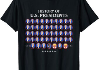 Funny US Presidents History 1 t0 47 Trump Clown Caricature T-Shirt