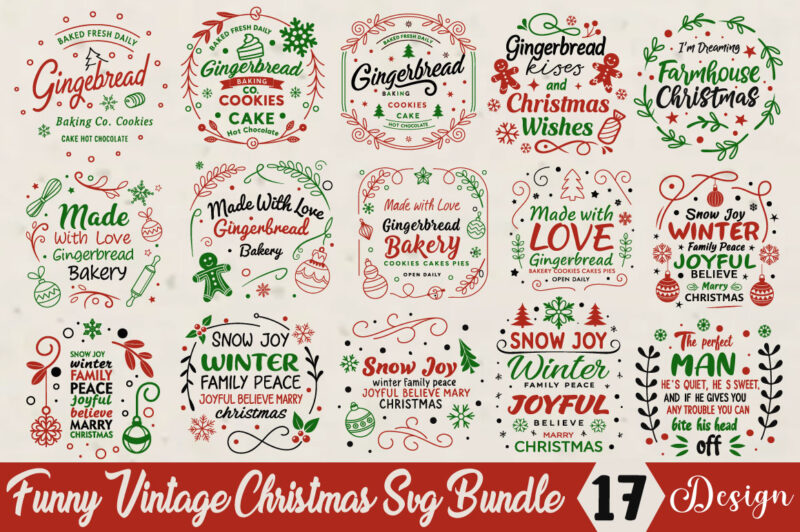 Funny Vintage Christmas T-shirt Bundle Funny Vintage Christmas Svg Bundle