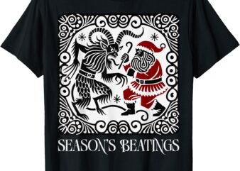 Funny Vintage Krampus vs Santa Holiday Krampusnacht T-Shirt