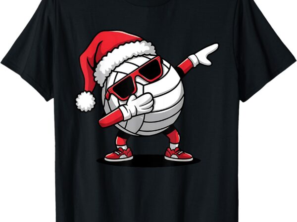 Funny volleyball ball santa hat dabbing xmas pajamas boys t-shirt