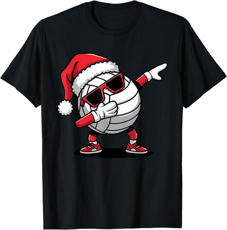 Funny Volleyball Ball Santa Hat Dabbing Xmas Pajamas Boys T-Shirt