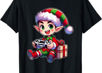 Gamer Elf Christmas Gaming Xmas Kids Boys T-Shirt