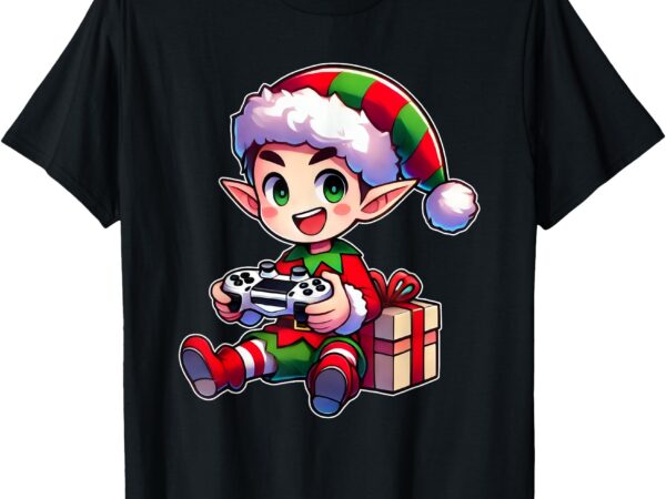 Gamer elf christmas gaming xmas kids boys t-shirt