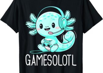 Gamesolotl Kawaii Axolotl Gamer Anime Design T-Shirt