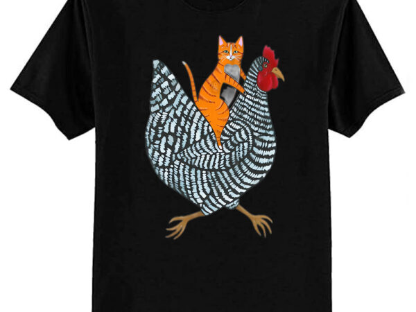 Ginger cat chicken ride t-shirt