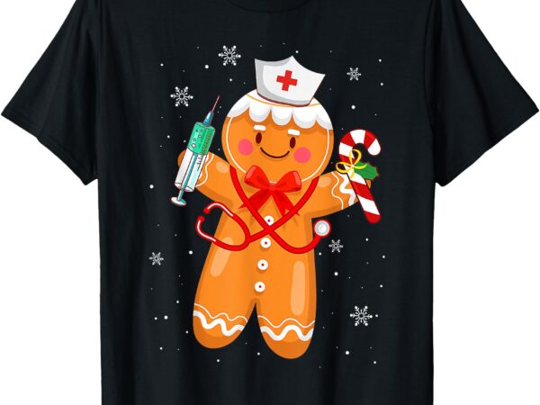 Gingerbread nurse christmas cookies baking nursing costume t-shirt