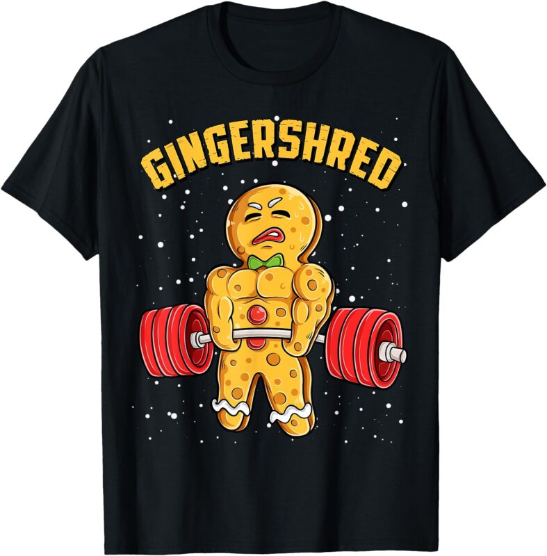 Gingershred Funny Gingerbread Man Gym Bodybuilding Christmas T-Shirt