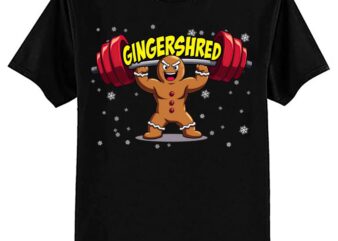 Gingershred Funny Gingerbread Man Gym Bodybuilding Christmas T-Shirt ltsp