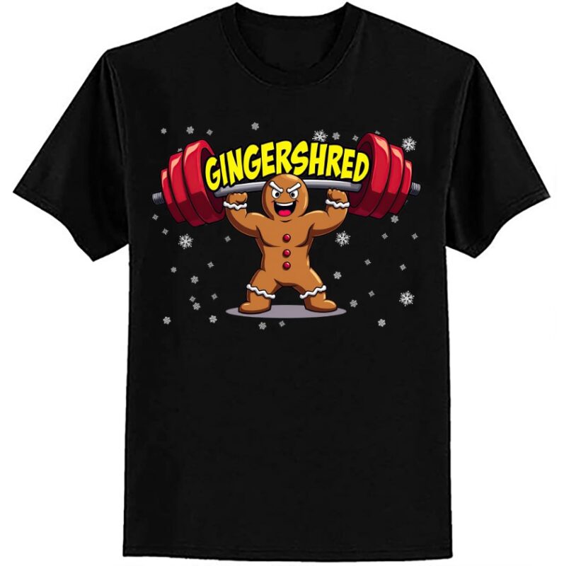 Gingershred Funny Gingerbread Man Gym Bodybuilding Christmas T-Shirt ltsp