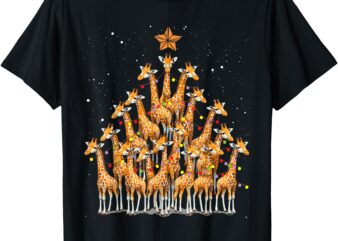 Giraffe Christmas Tree Giraffe Xmas Tree Women & Boys T-Shirt