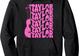 Girl Retro Taylor First Name Personalized Groovy 80’s Pullover Hoodie