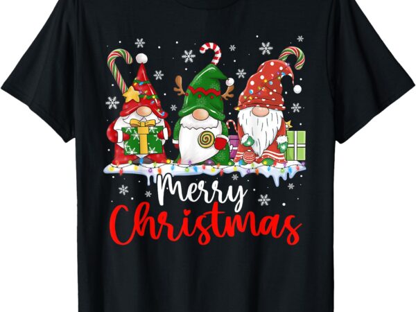 Gnomes merry christmas light family gnome xmas men women kid t-shirt