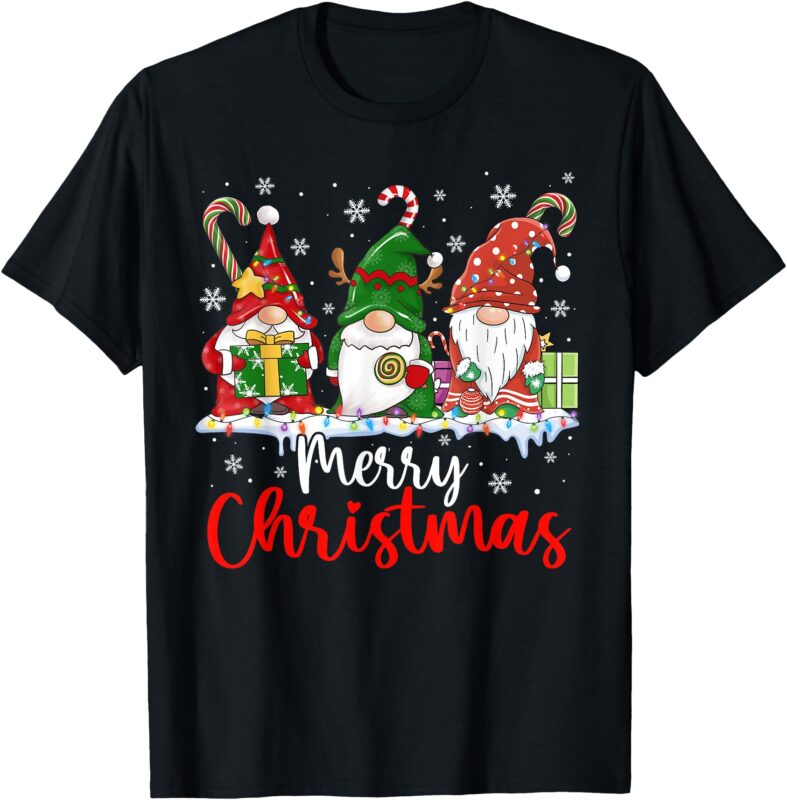 Gnomes Merry Christmas Light Family Gnome Xmas Men Women Kid T-Shirt