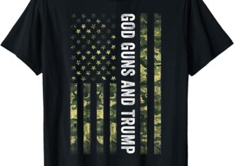 God Guns And Trump 2nd Amendment Usa Flag American Flag Men T-Shirt