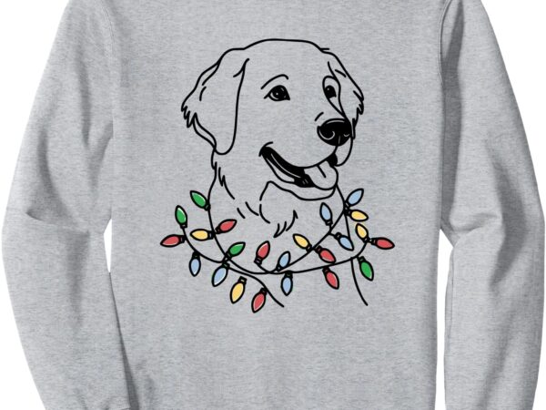 Golden retriever with christmas lights sweatshirt