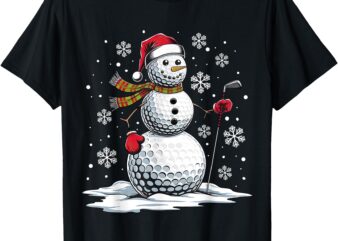 Golf Snowman Golf Player Santa Hat Christmas Funny T-Shirt