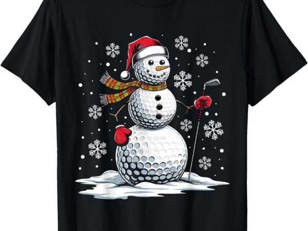 Golf snowman golf player santa hat christmas funny t-shirt