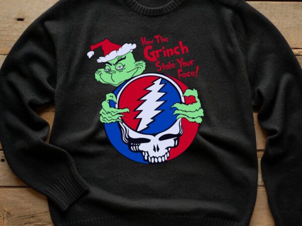 Gratefull grinchmas t shirt design template