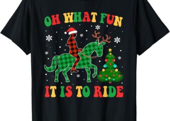 Groovy Horse Oh What Fun It Is To Ride Christmas Xmas Girls T-Shirt