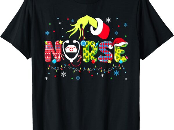 Groovy nurse christmas xmas santa rn cna icu scurb men women t-shirt