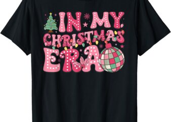 Groovy Pink In My Christmas Era Merry And Bright Women Kids T-Shirt