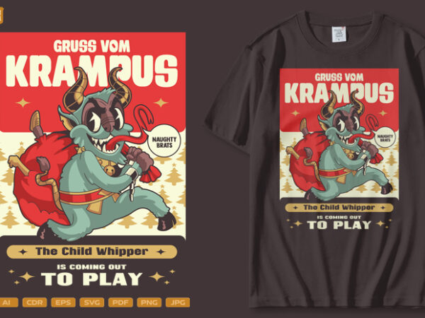 Gruss vom krampus t shirt design template