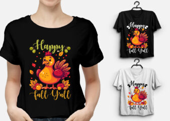 Happy Fall Y’all Thanksgiving Day T-Shirt Design