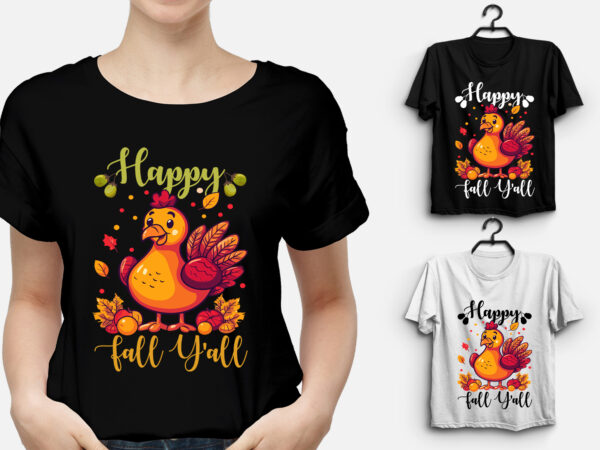 Happy fall y’all thanksgiving day t-shirt design