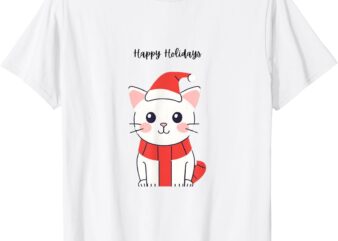 Happy Holidays Cute Cat T-Shirt