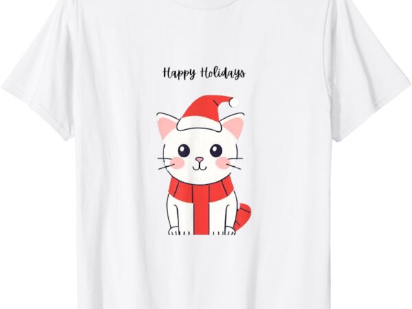 Happy holidays cute cat t-shirt