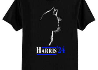 Harris 2024 for President – Kamala Harris Tshirt – Kamala Tshirt – Childless Cat Women Kamala Cat Silhouette Harris 24 T-Shirt