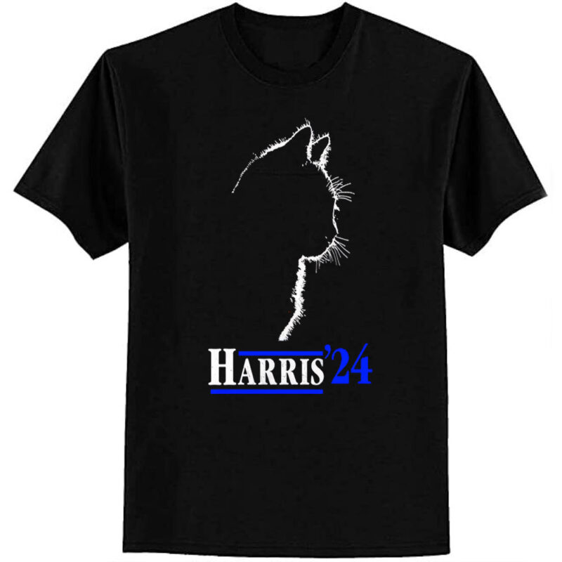 Harris 2024 for President – Kamala Harris Tshirt – Kamala Tshirt – Childless Cat Women Kamala Cat Silhouette Harris 24 T-Shirt