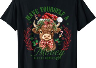 Have Yourself A Mooey Little Christmas Highland Cow Santa T-Shirt