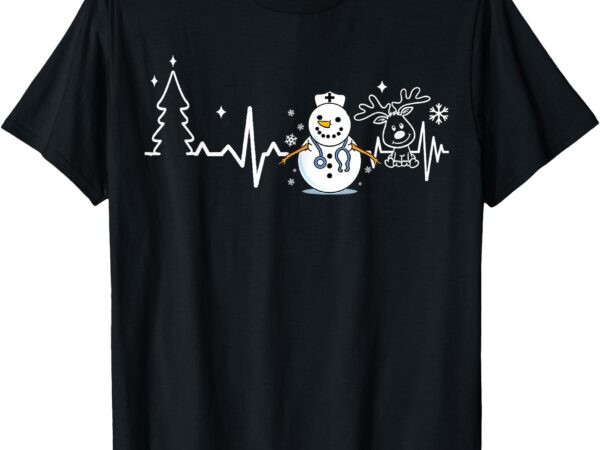 Heartbeat nurse snowman nurse christmas t-shirt