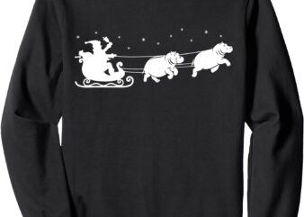 Hippo Xmas Santa Sleigh Hippopotamus Christmas Boys & Women Sweatshirt