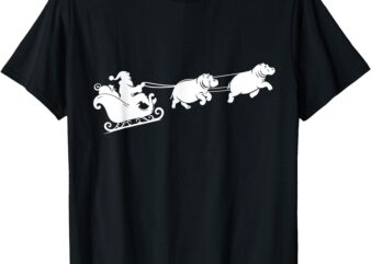 Hippopotamus Xmas Santa Sleigh Hippos Christmas Boys & Women T-Shirt