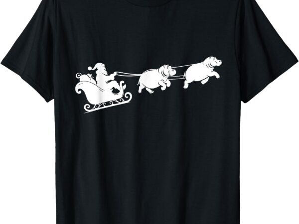 Hippopotamus xmas santa sleigh hippos christmas boys & women t-shirt