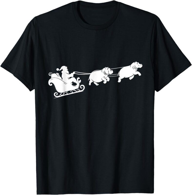 Hippopotamus Xmas Santa Sleigh Hippos Christmas Boys & Women T-Shirt