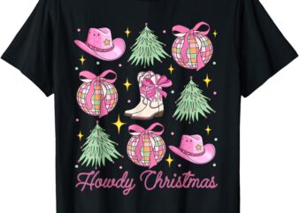 Howdy Christmas Pink Coquette Bow Xmas Tree Western Country T-Shirt